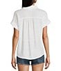 Color:White - Image 2 - Short Sleeve Button Up Top