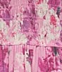 Color:Pink Multi - Image 3 - Short Sleeve Floral Print Smocked Midi Dress