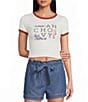 Blu Pepper Short Sleeve Graphic Knit Crop Tee - Image 1