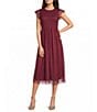Blu Pepper Short Sleeve Polka Dot Chiffon Smocked Midi Dress - Image 1