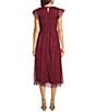 Blu Pepper Short Sleeve Polka Dot Chiffon Smocked Midi Dress - Image 2