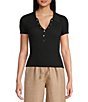 Blu Pepper Short Sleeve Snap Front Knit Top - Image 1