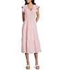 Blu Pepper Smocked V-Neck Flutter Tiered Midi Dress - Image 6