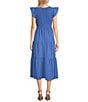 Blu Pepper Smocked V-Neck Flutter Tiered Midi Dress - Image 2