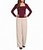 Blu Pepper Square Neck Ruched Side Long Sleeve Top - Image 3