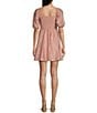 Blu Pepper Square Neck Short Puff Sleeve A-Line Dress, Color:Blush - Image 2