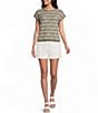Blu Pepper Stripe Boat Neck Drop Shoulder Cap Sleeve Sweater - Image 3