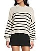 Blu Pepper Stripe Mock Neck Long Sleeve Sweater, Color:Ivory - Image 1