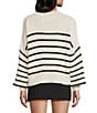 Blu Pepper Stripe Mock Neck Long Sleeve Sweater, Color:Ivory - Image 2