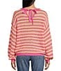 Blu Pepper Stripe Print Bow Back Relaxed Fit Sweater, Color:Fuchsia Multi - Image 2