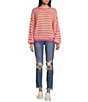 Blu Pepper Stripe Print Bow Back Relaxed Fit Sweater, Color:Fuchsia Multi - Image 3