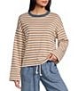 Blu Pepper Striped Boxy Long Sleeve Top - Image 1
