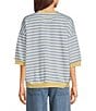 Blu Pepper Striped Color Block Trim 3/4 Sleeve Top - Image 2