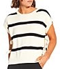 Blu Pepper Striped Short Sleeve Side Bow Detail Sweater - Image 5