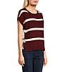Blu Pepper Striped Cap Sleeve Side Bow Detail Sweater - Image 3