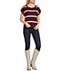Blu Pepper Striped Cap Sleeve Side Bow Detail Sweater - Image 4