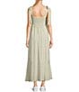 Blu Pepper Striped Square Neck Tie Shoulder Maxi Dress, Color:Light Olive - Image 2