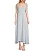 Blu Pepper Striped Square Neck Tie Shoulder Maxi Dress, Color:Blue - Image 1