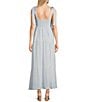 Blu Pepper Striped Square Neck Tie Shoulder Maxi Dress, Color:Blue - Image 2