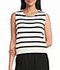 Blu Pepper Striped Tie Back Sleeveless Cropped Sweater - Image 1