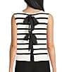 Blu Pepper Striped Tie Back Sleeveless Cropped Sweater - Image 2
