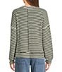 Blu Pepper Striped V-Neck Exposed Seam Long Sleeve Knit Top - Image 2
