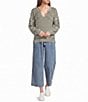 Blu Pepper Striped V-Neck Exposed Seam Long Sleeve Knit Top - Image 3