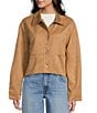 Blu Pepper Suede Collared Button Front Cropped Jacket, Color:Camel - Image 3