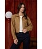 Blu Pepper Suede Collared Button Front Cropped Jacket, Color:Camel - Image 6