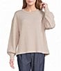 Blu Pepper Textured Exposed Seam Long Balloon Sleeve Knit Top - Image 1