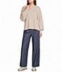Blu Pepper Textured Exposed Seam Long Balloon Sleeve Knit Top - Image 3