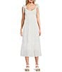 Blu Pepper Textured V-Neck Tie Shoulder Midi Dress, Color:White - Image 1