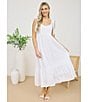 Blu Pepper Textured V-Neck Tie Shoulder Midi Dress, Color:White - Image 4