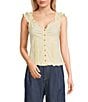 Blu Pepper V-Neck Cap Sleeve Button Front Tank Top - Image 1