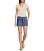 Blu Pepper V-Neck Short Sleeve Half Snap Button Knit Top - Image 3