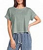 Blu Pepper Washed Boxy Knit Short Sleeve Top - Image 1