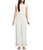 Blu Pepper Woven Wide Leg Ladder Lace Pants - Image 4