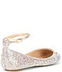 Color:Rhinestone - Image 2 - Blue by Betsey Johnson Ace Rhinestone Ankle Strap Ballet Flats