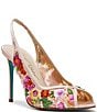 Blue by Betsey Johnson Gerri Beaded Floral Slingback Peep Toe Pumps - Image 1