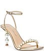 Color:Gold - Image 1 - Blue by Betsey Johnson Jacy Metallic Leather Pearl Heel Dress Sandals