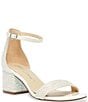 Color:White - Image 1 - Blue by Betsey Johnson Mari Pearl Embellished Ankle Strap Block Heel Dress Sandals