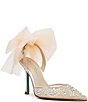 Blue by Betsey Johnson Meg Mesh Rhinestone Oversized Bow Slingback Pumps - Image 1
