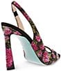 Color:Black/Pink Floral - Image 3 - Blue by Betsey Johnson Mina Floral Rhinestone Peep Toe Slingback Dress Pumps