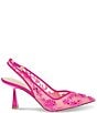 Color:Fuchsia - Image 2 - Blue by Betsey Johnson Nikki Mesh Flower Beaded Slingback Pumps