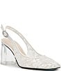 Blue by Betsey Johnson Ninah Mesh Embellished Clear Heel Slingback Pumps - Image 1