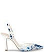 Color:Blue Floral - Image 2 - Blue by Betsey Johnson Patch Mesh Beaded Floral Applique Slingback Pumps