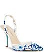 Color:Blue Floral - Image 1 - Blue by Betsey Johnson Patch Mesh Beaded Floral Applique Slingback Pumps