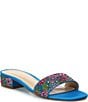 Color:Blue Poppy - Image 1 - Blue by Betsey Johnson Sunny Rhinestone Floral Slide Dress Sandals