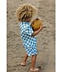 Color:Blue/Cream - Image 4 - Boardies® Little/Big Boys 2-10 Mojo Kids Checked Swim Shorts