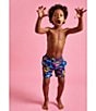Color:Purple - Image 4 - Boardies® Little/Big Boys 2-10 Vibrant Dinosaur Print Swim Trunks